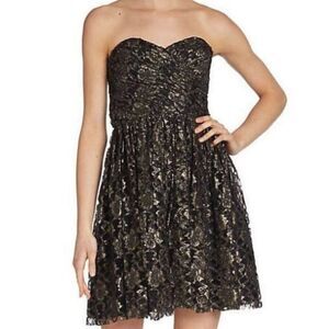 Black Gold Floral Mini Dress